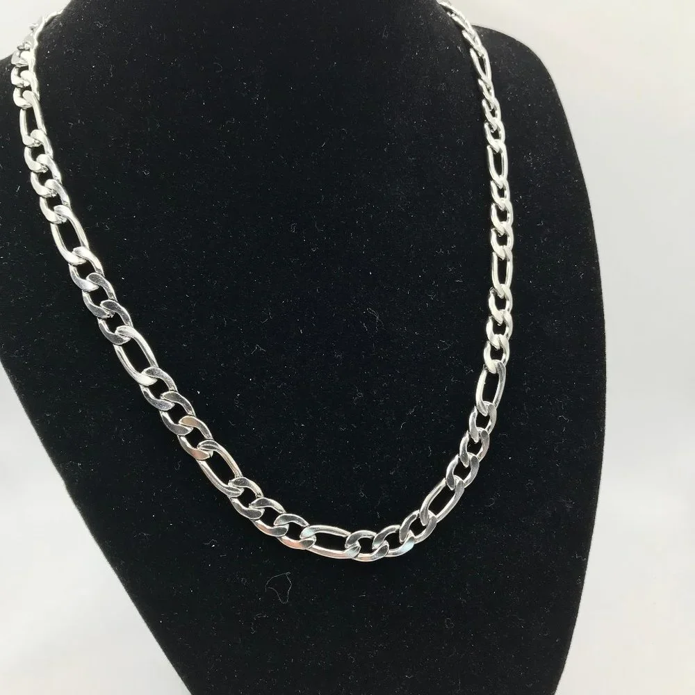 Unisex Stainless Steel Figaro Chain Length Various Lengths Brand New